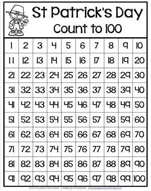 St Patrick's Day Worksheets - Count to 100 Chart