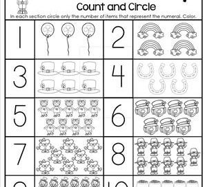 St Patrick's Day Worksheets - Counting 1-10 - Count and Circle