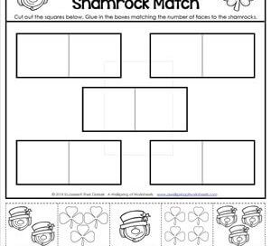 St Patrick's Day Worksheets - Counting to 1-10 - Leprechaun Shamrock Match