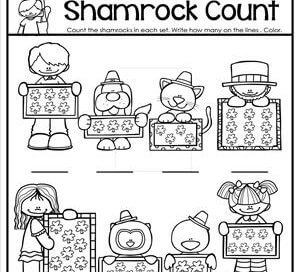 St Patrick's Day Worksheets - Counting 1-10 - Shamrock Count