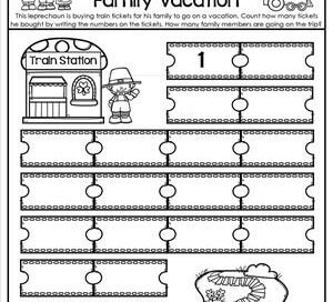 St Patrick's Day Worksheets - Counting 1-20 - Leprechaun Family Vacation