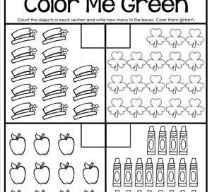 St Patrick's Day Worksheets - Counting 11-20 - St Patty's Day Color Me Green
