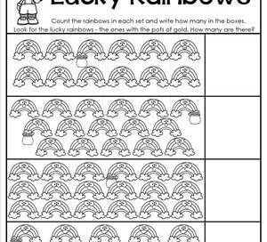 St Patrick's Day Worksheets - Counting 11-20 - Lucky Rainbows