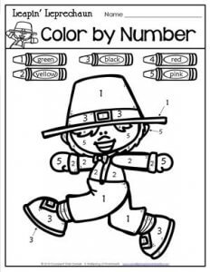 St Patrick's Day Worksheets - Leapin' Leprechaun Color by Number
