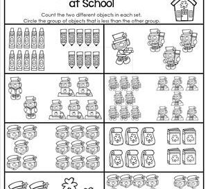 St Patrick's Day Worksheets - Less Than 1-10 - Leprechauns at School