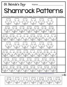 St Patrick's Day Worksheets - Shamrock Patterns