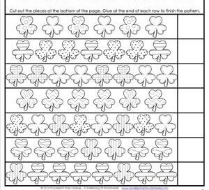 St Patrick's Day Worksheets - Shamrock Patterns