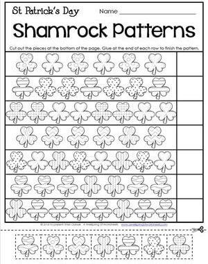 St Patrick's Day Worksheets - Shamrock Patterns