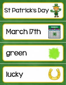 St Patrick's Day Vocabulary Cards