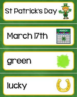 St Patrick's Day Vocabulary Cards