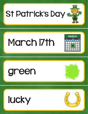 st patricks day vocabulary worksheet