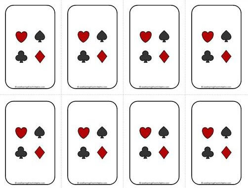 Number Cards 1-20 - Math Cards Games - Deck of Cards Backing #2