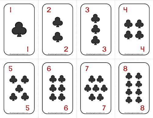 Number Cards 1-20 Deck of Cards - Clubs with Numbers | A Wellspring