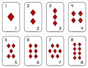 Number Cards 1-20 - Deck of Cards - Diamonds/Numbers - Math Card Games