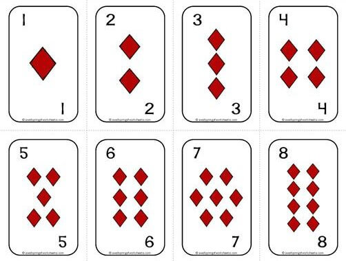 Number Cards 1-20 - Deck of Cards - Diamonds/Numbers - Math Card Games