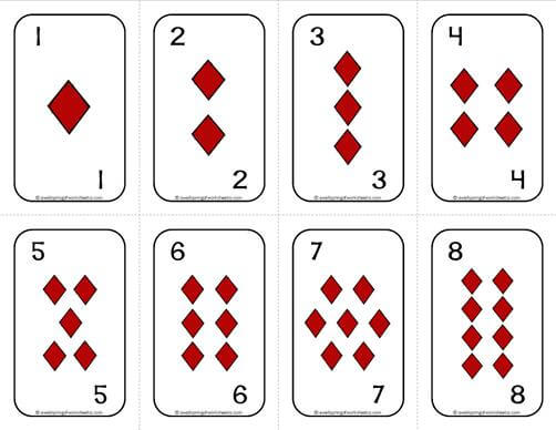 Number Cards 1-20 Deck of Cards - Diamonds with Numbers | A Wellspring