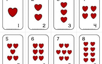 Number Cards 1-20 - Deck of Cards - Hearts/Numbers - Math Card Games