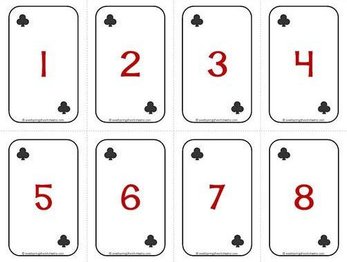 Number Cards 1-20 - Deck of Cards - Numbers/Clubs - Math Card Games
