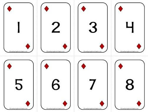 Number Cards 1-20 - Deck of Cards - Numbers/Diamonds - Math Card Games