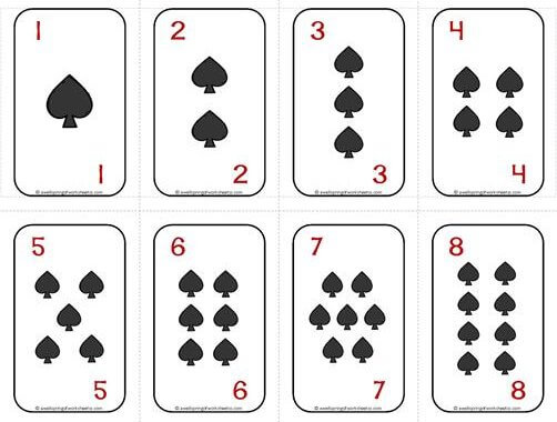 Number Cards 1-20 - Deck of Cards - Spades/Numbers - Math Card Games