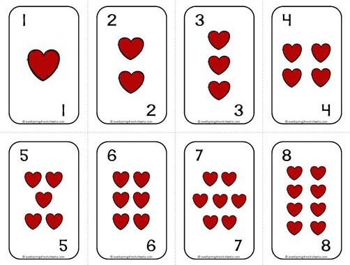 Number Cards 1-20 - Suits Deck of Cards - Math Card Games