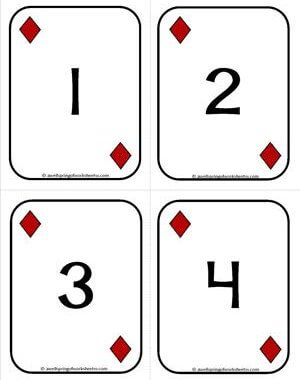 Number Cards 1-20 - Playing Cards - Numbers Diamonds - Math Card Games