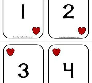 Number Cards 1-20 - Playing Cards - Numbers Hearts - Math Card Games