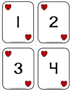 Number Cards 1-20 - Playing Cards - Numbers Hearts - Math Card Games