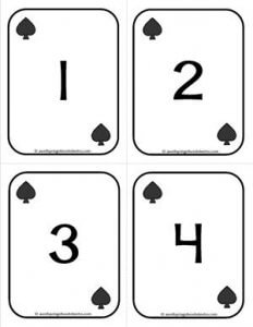 Number Cards 1-20 - Playing Cards - Numbers Spades - Math Card Games