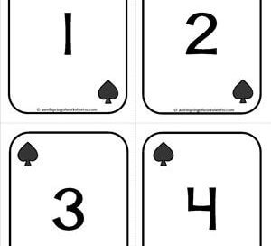 Number Cards 1-20 - Playing Cards - Numbers Spades - Math Card Games