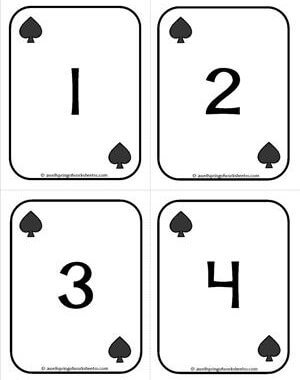 Number Cards 1-20 - Playing Cards - Numbers Spades - Math Card Games