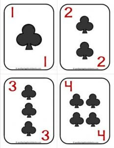 Number Cards 1-20 - Playing Cards - Suits Clubs - Math Card Games