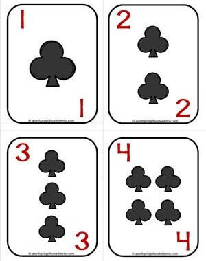 Number Cards 1-20 - Playing Cards - Suits Clubs - Math Card Games