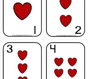 Number Cards 1-20 - Playing Cards - Suits Hearts - Math Card Games