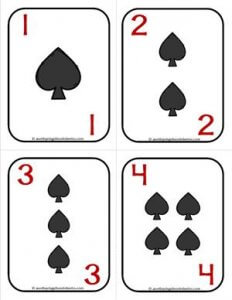 Number Cards 1-20 - Playing Cards - Suits Spades - Math Card Games