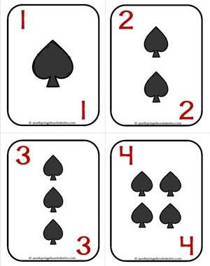 Number Cards 1-20 - Playing Cards - Suits Spades - Math Card Games