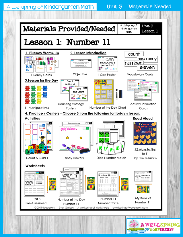 Kindergarten Math Curriculum | Numbers 11-20 | Materials Provided/Needed