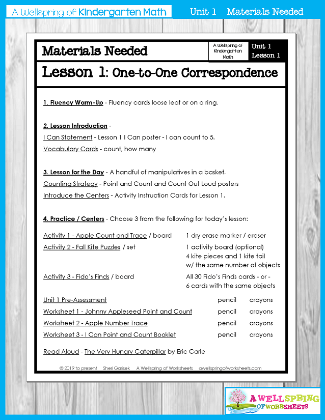 Kindergarten Math Curriculum | Numbers 0-5 | Materials Needed