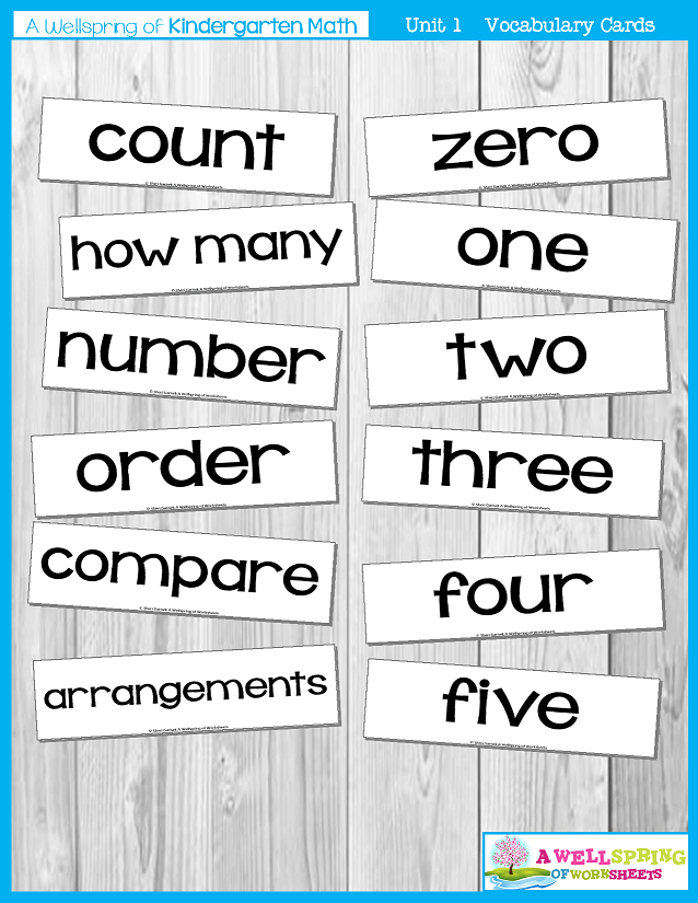 Kindergarten Math Curriculum | Numbers 0-5 | Vocabulary Cards