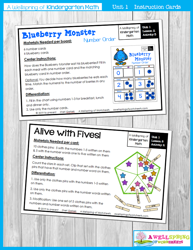 Kindergarten Math Curriculum | Numbers 0-5 | Instruction Cards