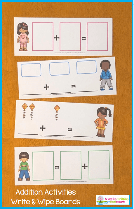 Kindergarten Addition Activities - Write & Wipe Mats