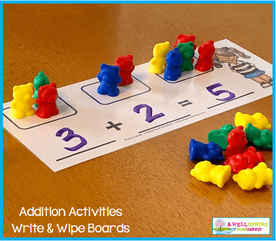 Kindergarten Addition Activities - Write & Wipe Mats