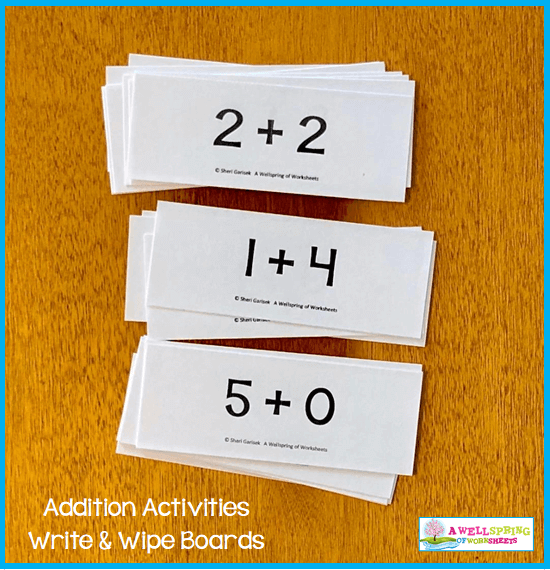 Kindergarten Addition Activities - Addition Problems Cards