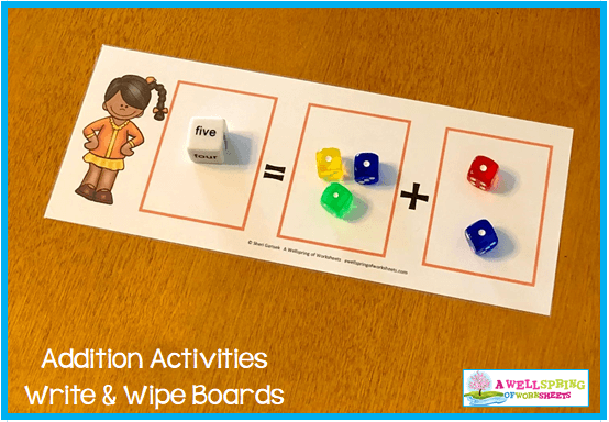 Kindergarten Addition Activities - Write & Wipe Mats