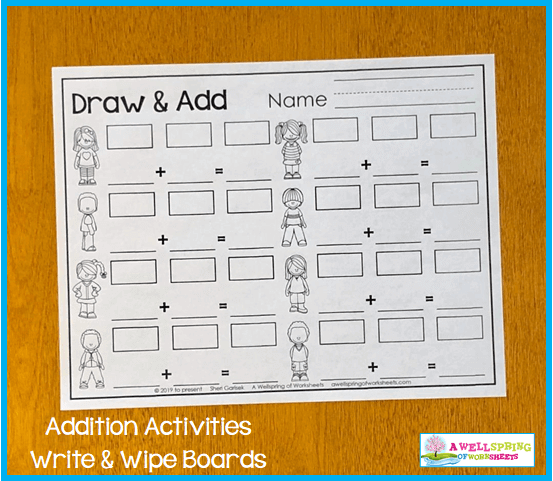 Kindergarten Addition Activities - Draw & Add Worksheet