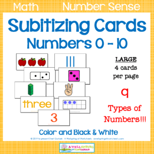 Subitizing Cards for Numbers 1-10