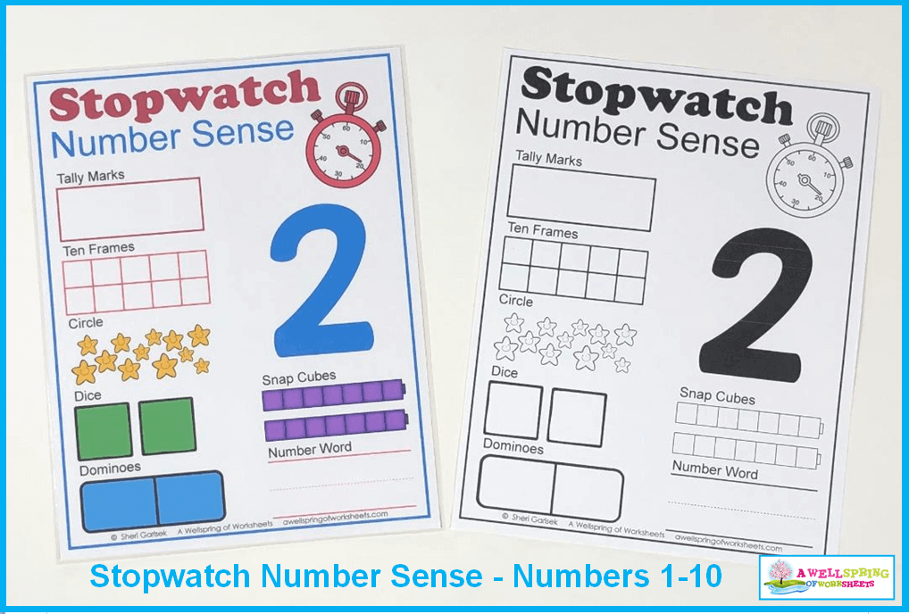 Stopwatch Number Sense - Color and Black and White versions