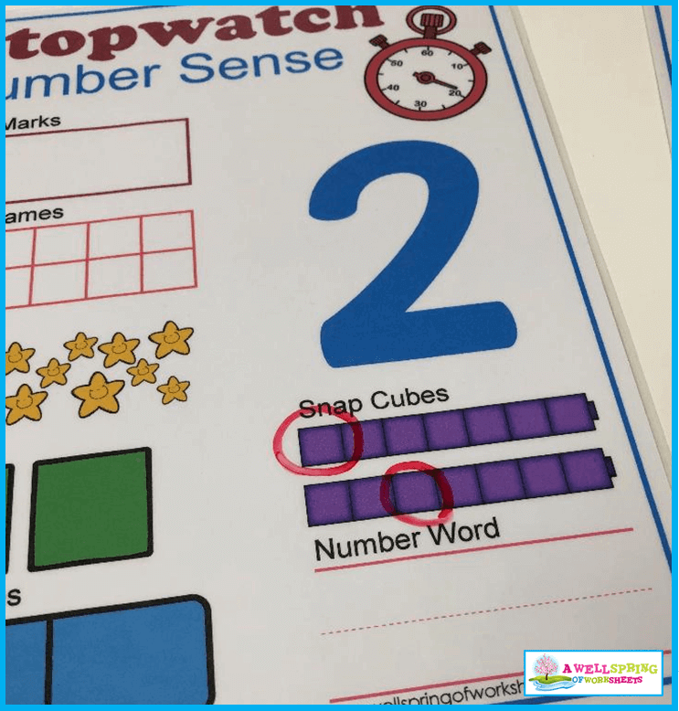 Stopwatch Number Sense - Circle the Snap Cubes One by One