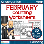 Kindergarten Counting Worksheets for February