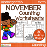 Kindergarten Counting Worksheets for November
